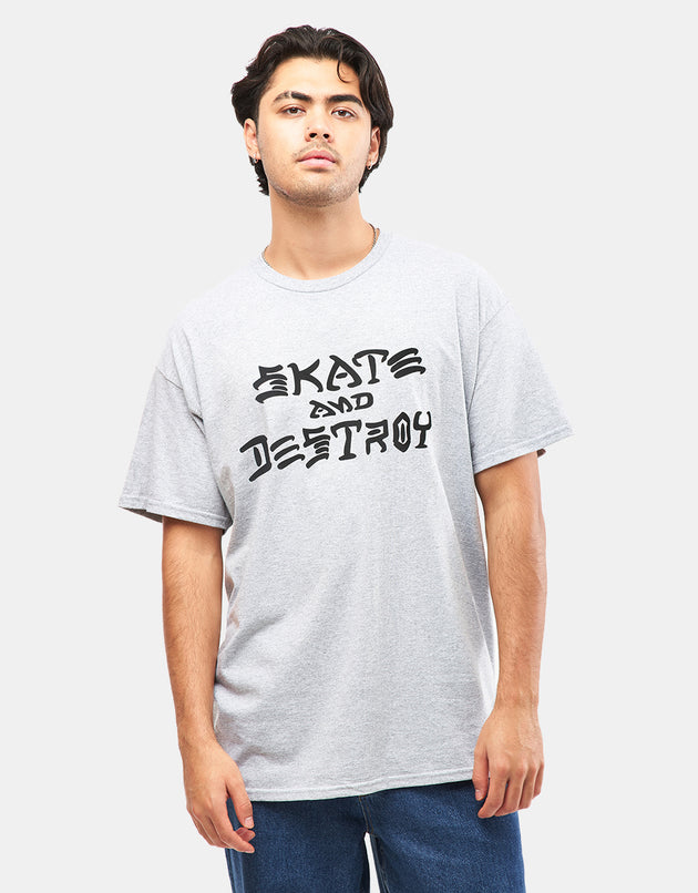 Thrasher Skate and Destroy T-Shirt - Heather Grey