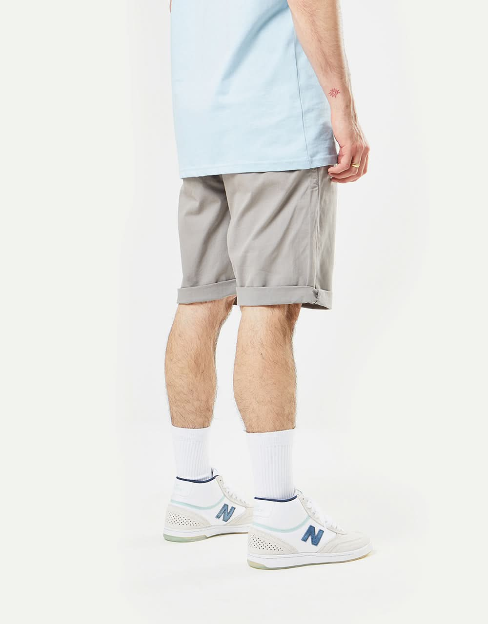 Route One Roll Up Chino Shorts - Grey