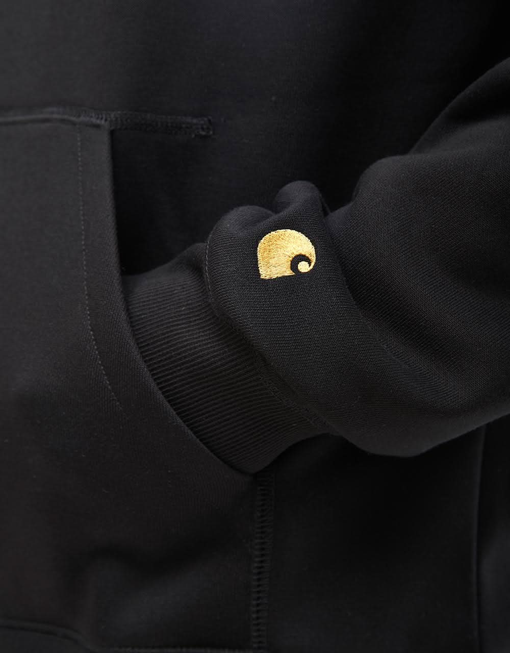 Carhartt WIP Chase Sweatshirt mit Kapuze – Schwarz/Gold