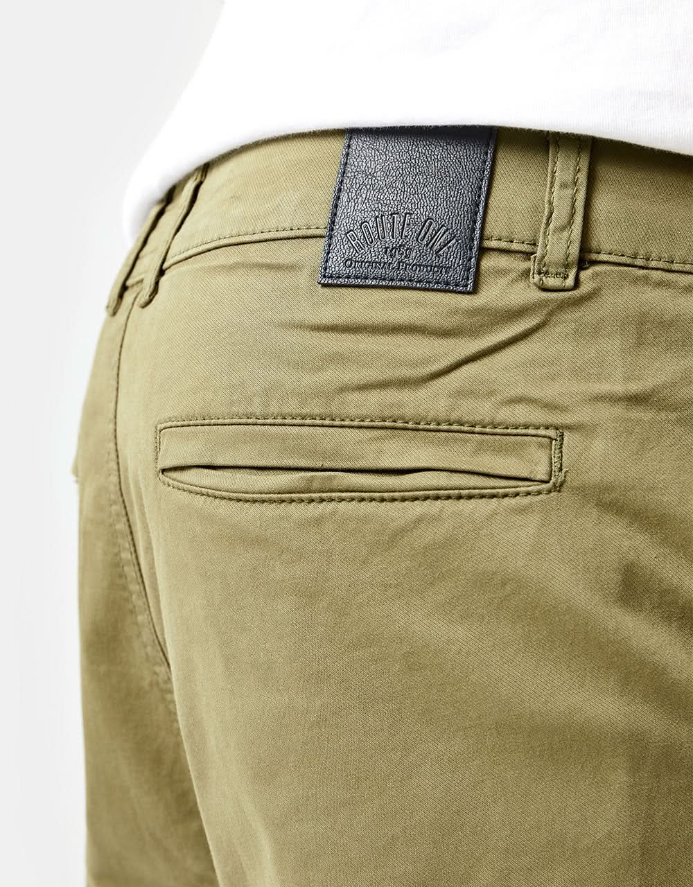 Route One Roll Up Chino Shorts - Light Olive