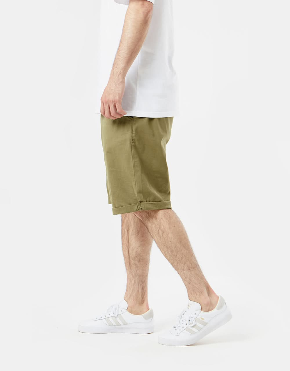 Route One Roll Up Chino Shorts - Light Olive