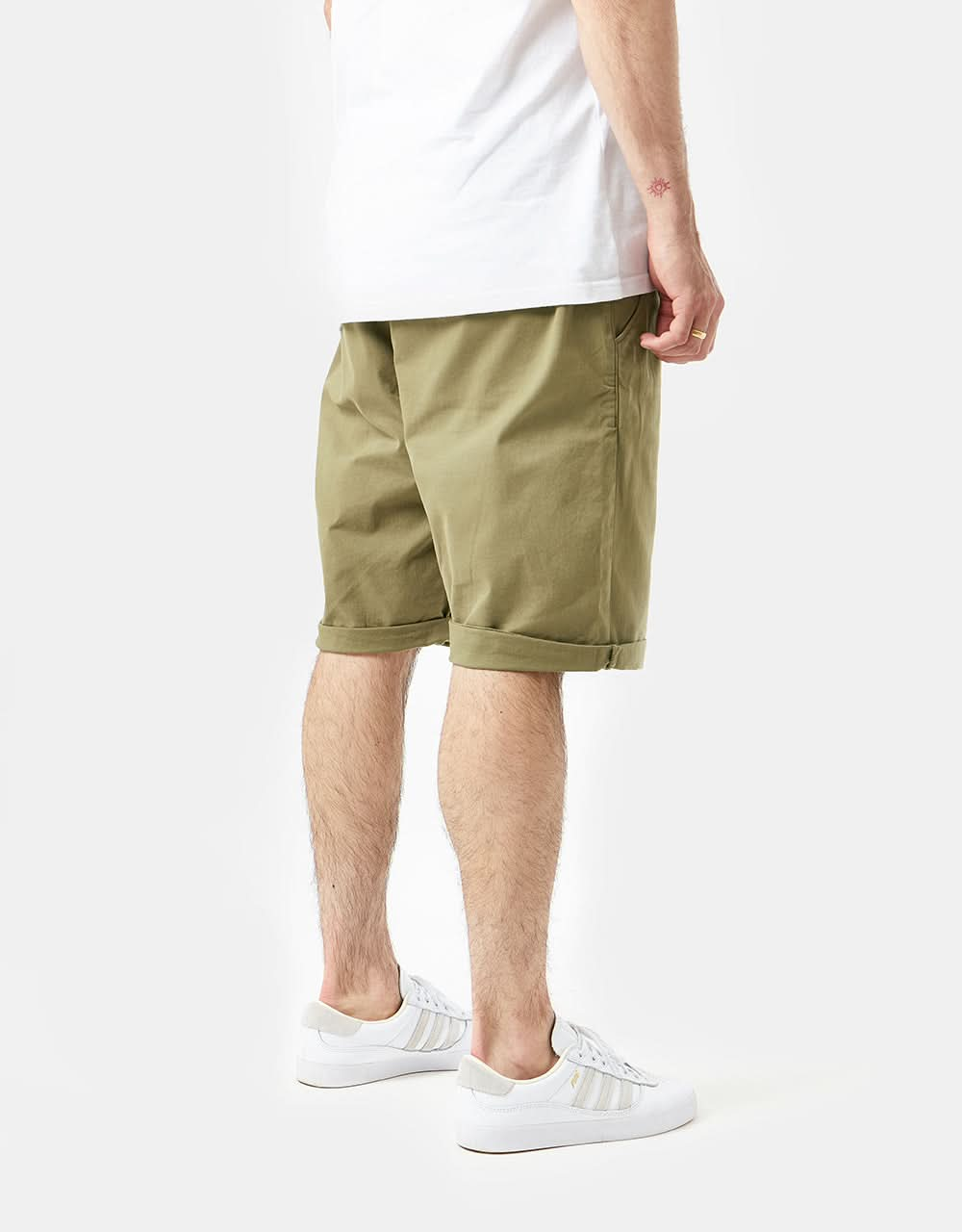 Route One Roll Up Chino Shorts - Light Olive