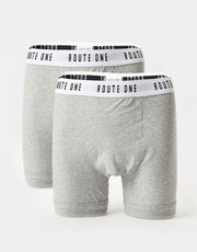 Route One Classic Boxershorts 2er-Pack – Heather Grey