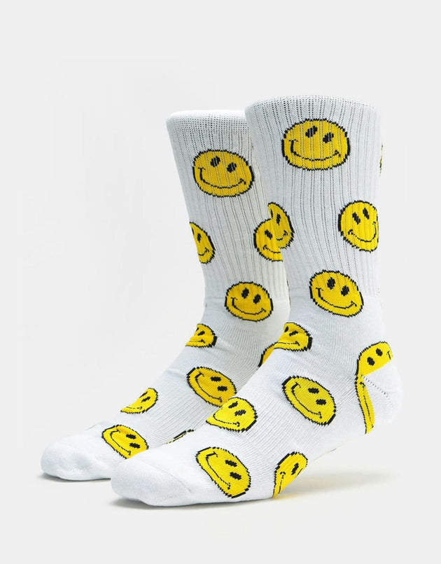 Route One Smile Crew Socks - White