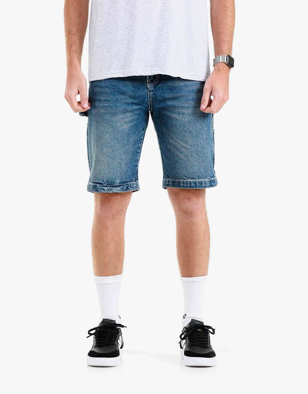 Route One Denim Carpenter Shorts - Light Wash