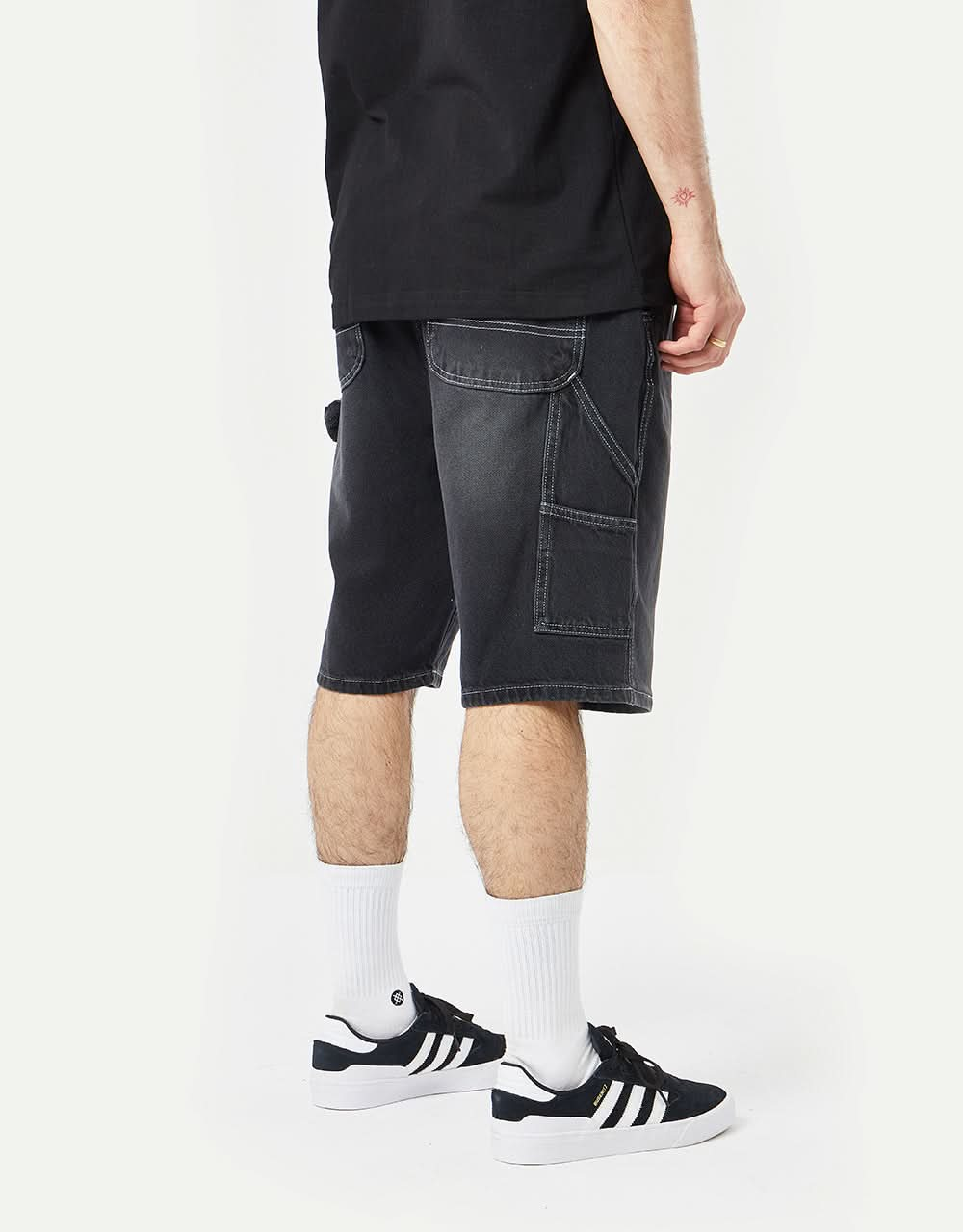 Route One Denim Carpenter Shorts – verwaschenes Schwarz