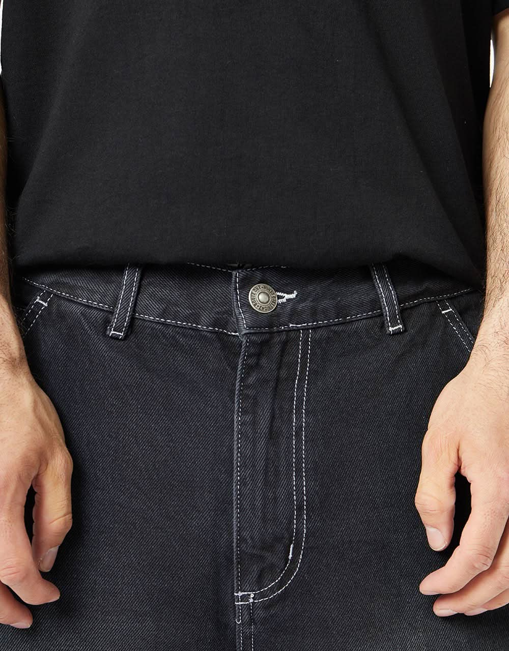 Route One Denim Carpenter Shorts – verwaschenes Schwarz