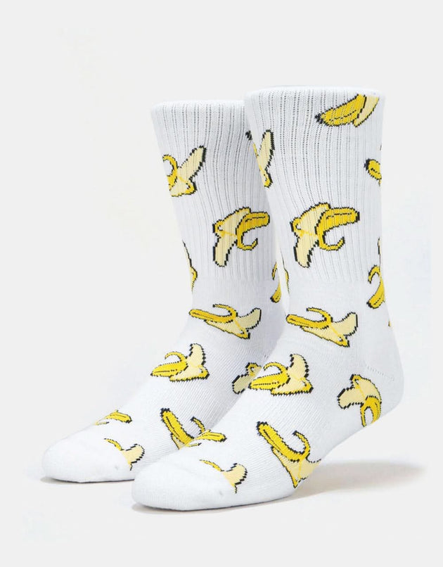 Route One Yellow Fatty Bean Crew Socks - White