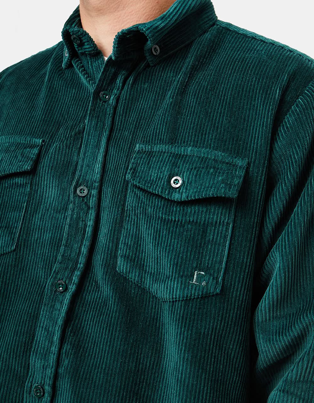 Route One Big Wale Cord Shirt - Forest Green