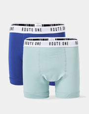 Route One Classic Boxers Pack de 2 - Huevo de pato/Azul piedra