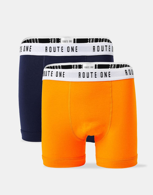 Paquete de 2 calzoncillos boxer Route One Classic - Orange Zest/Classic Navy