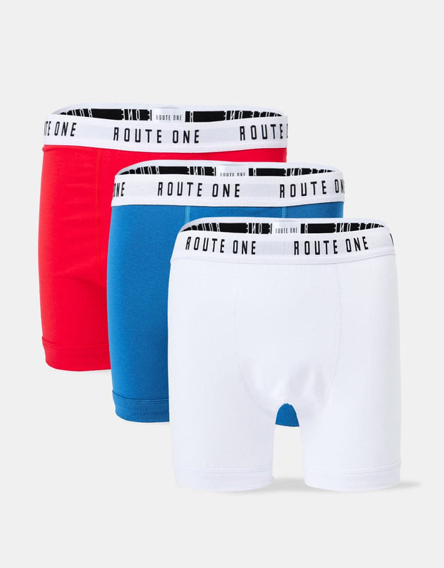 Confezione da 3 boxer classici Route One - rosso/bianco/blu