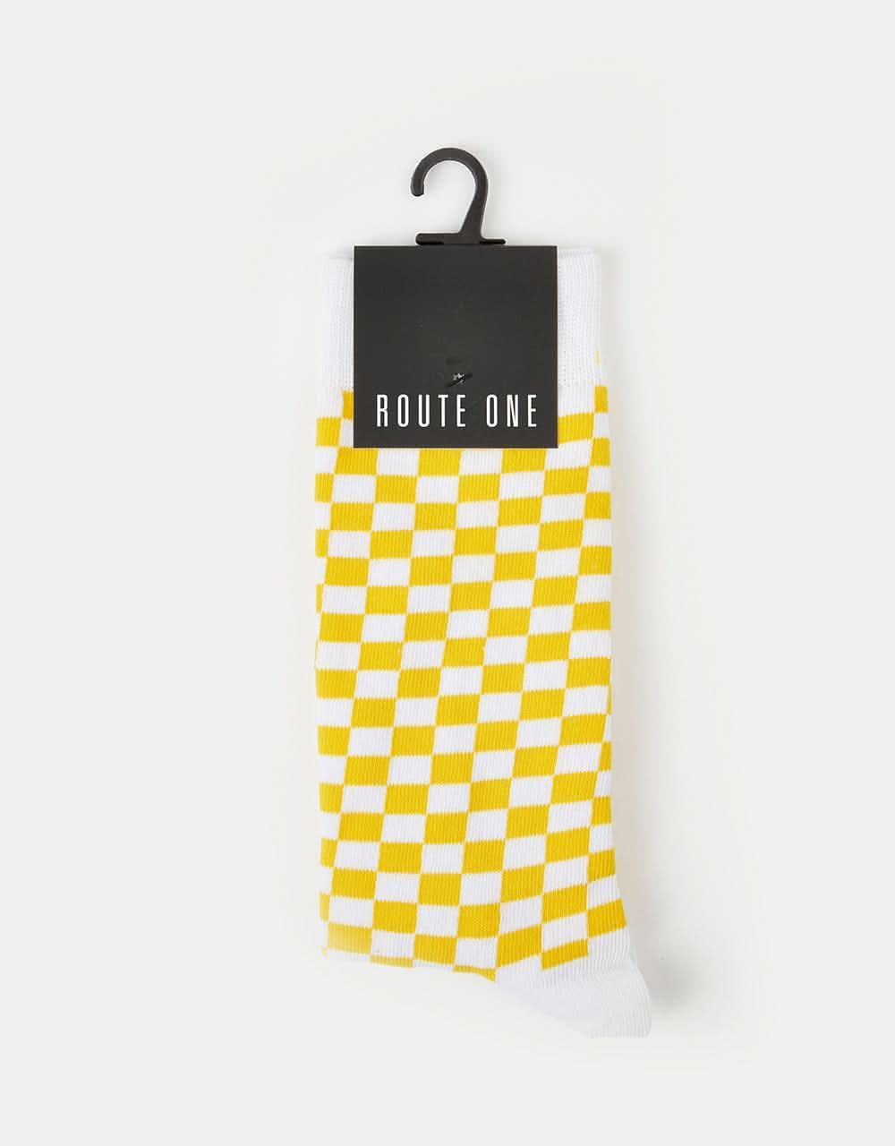 Route One Chequered Socks - White/Yellow