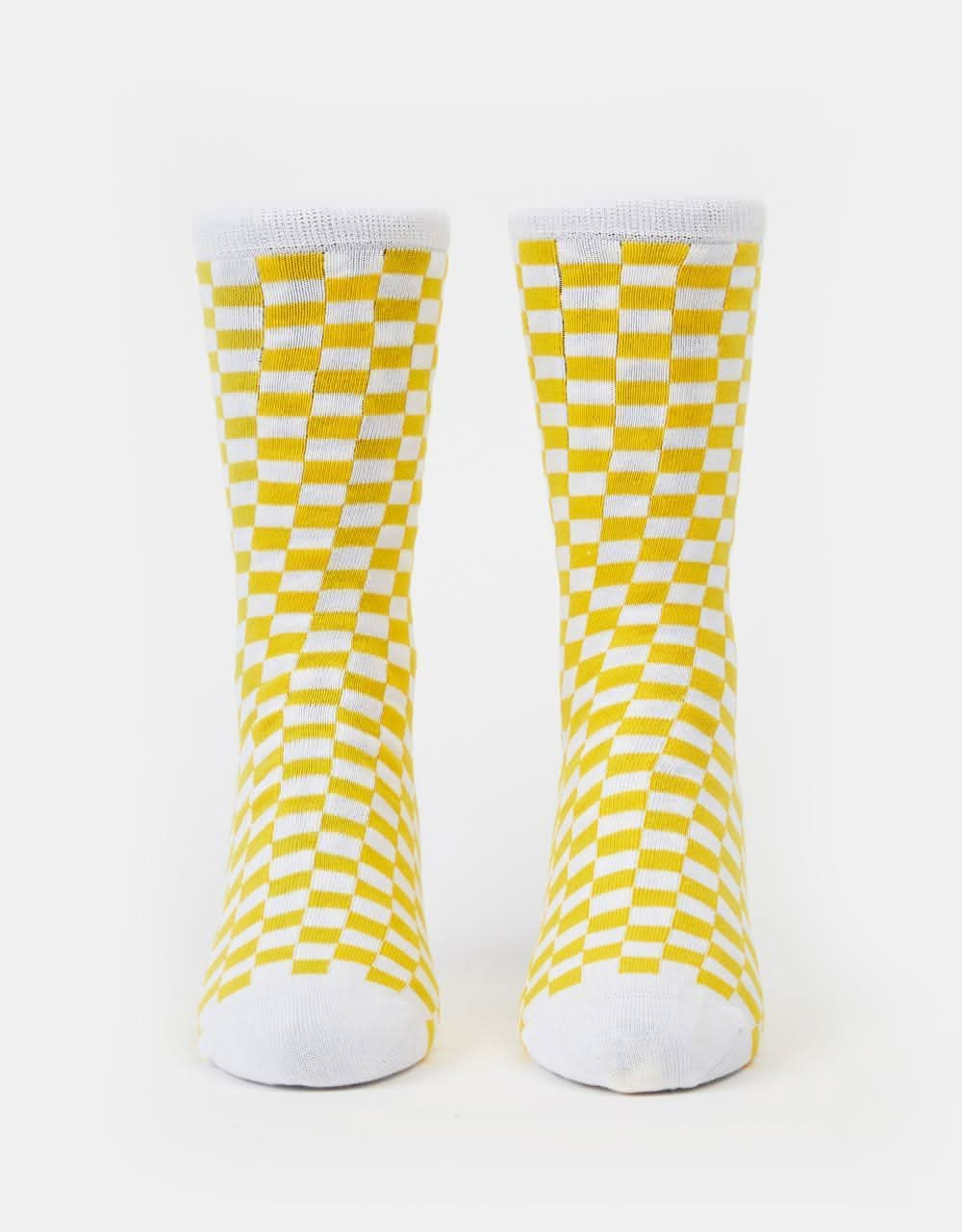 Route One Chequered Socks - White/Yellow