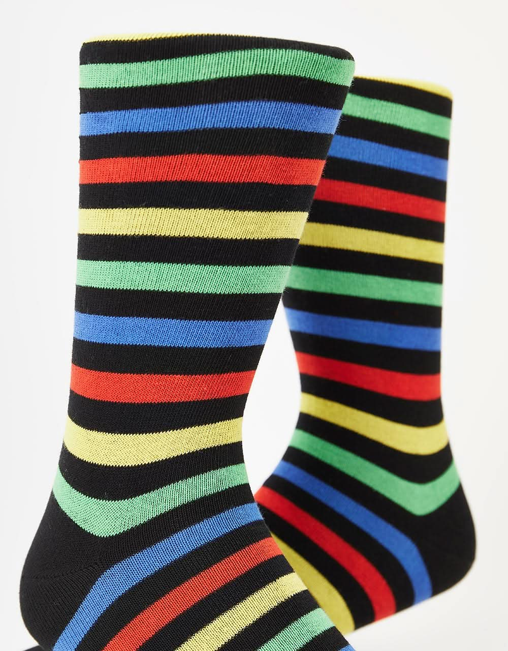 Route One Rainbow Striped Socks - Black/Multi