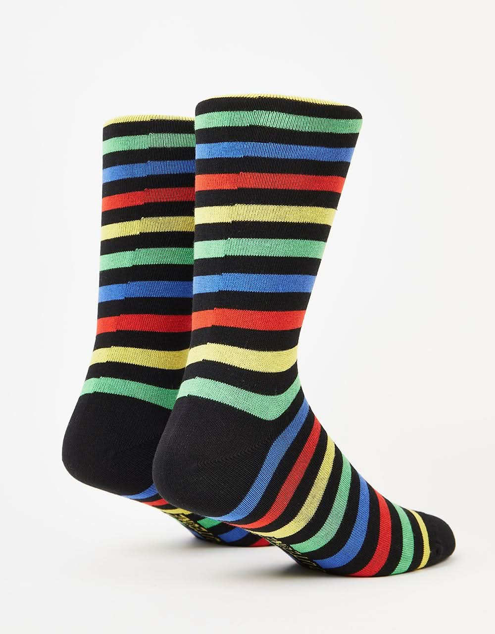 Route One Rainbow Striped Socks - Black/Multi