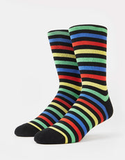 Calcetines Route One Rainbow Stripes - Negro/Multicolor