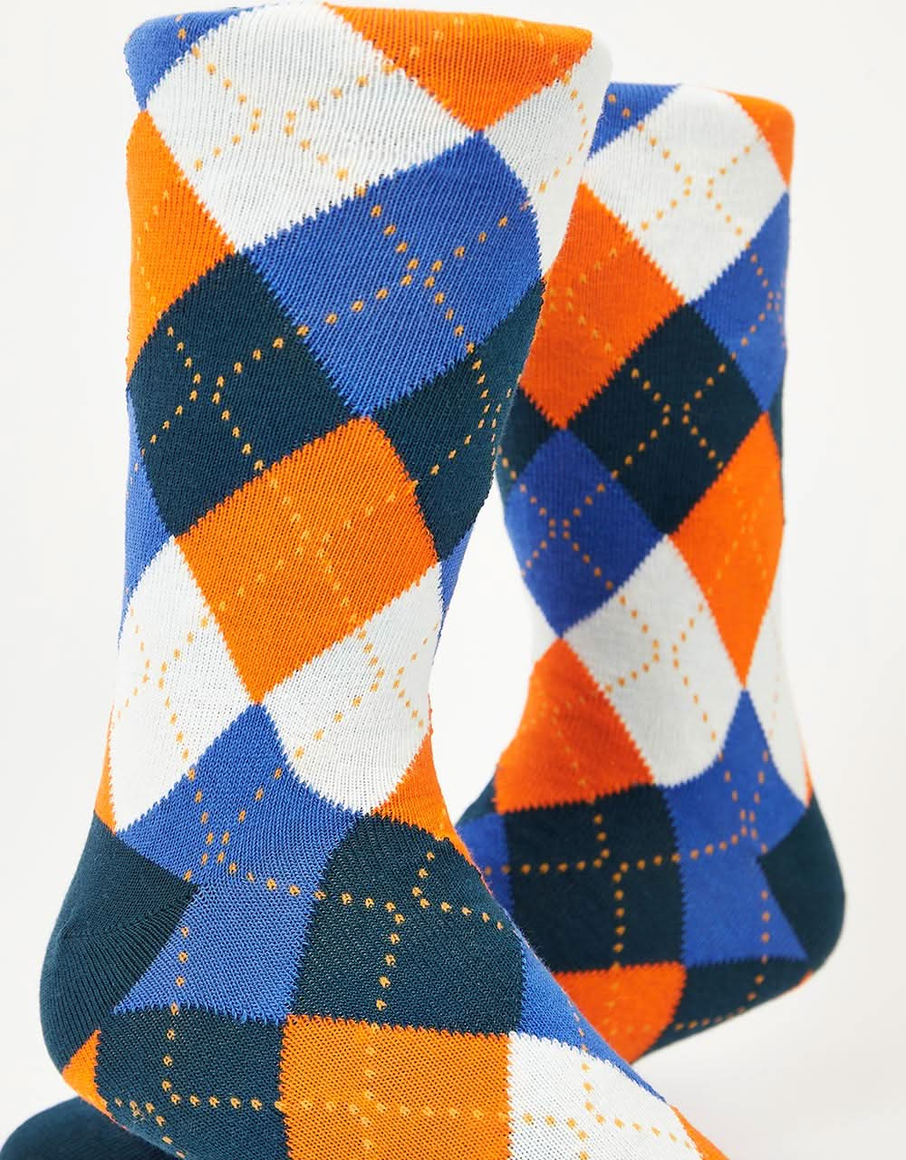 Route One Argyle Socks - Blue/Orange