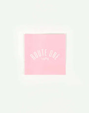 Route One Square Arch Logo Small Sticker - Pink/White