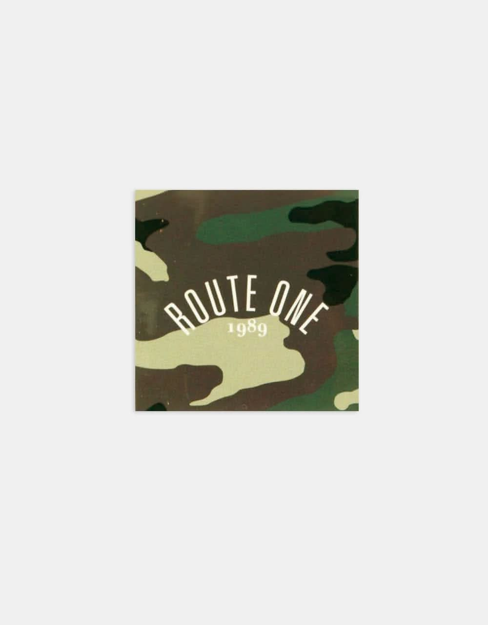 Route One Square Arch Logo Small Sticker - Camo