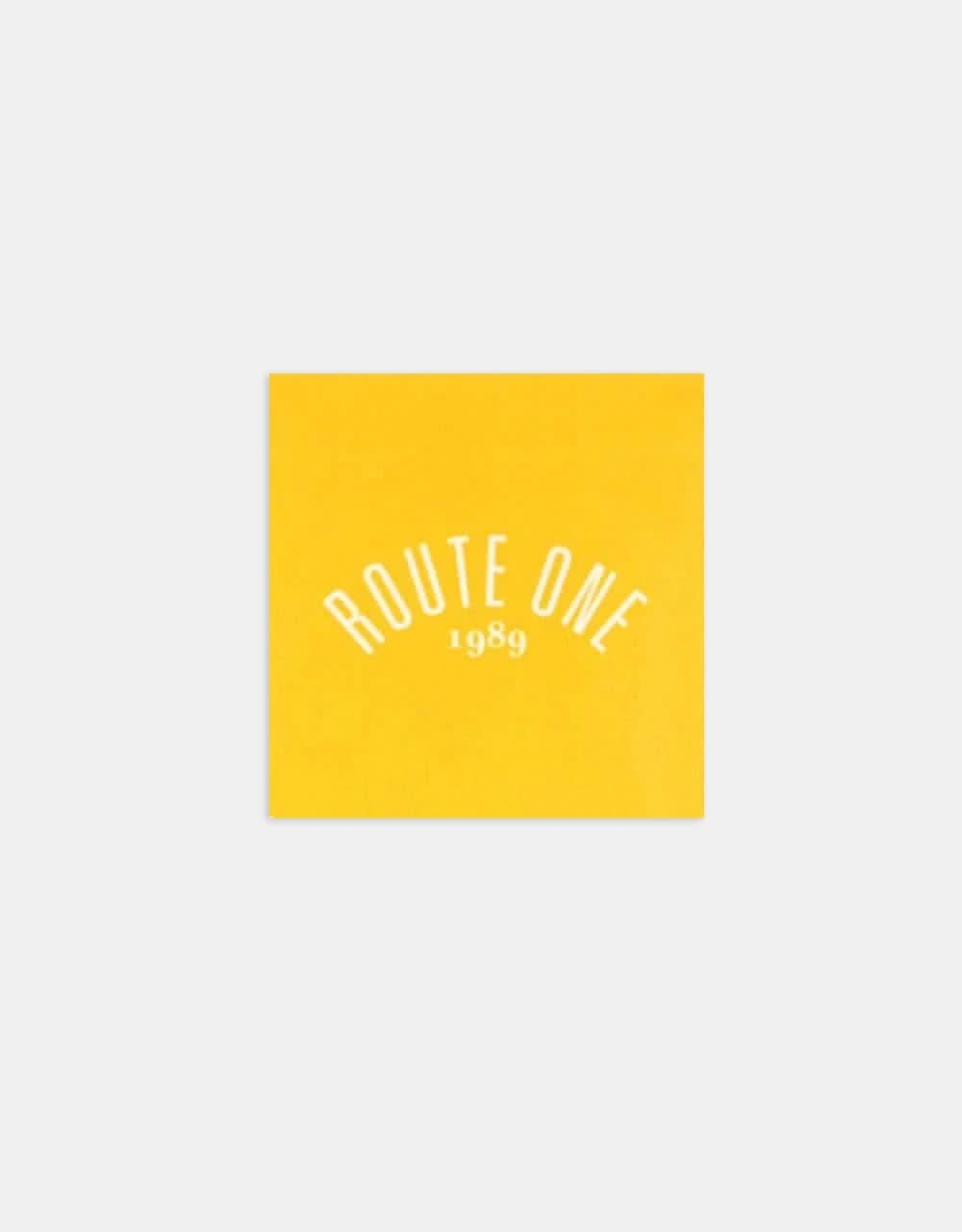 Route One Square Arch Logo Small Sticker - Orange/White