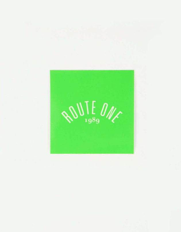 Route One Square Arch Logo Small Sticker - Olive/White