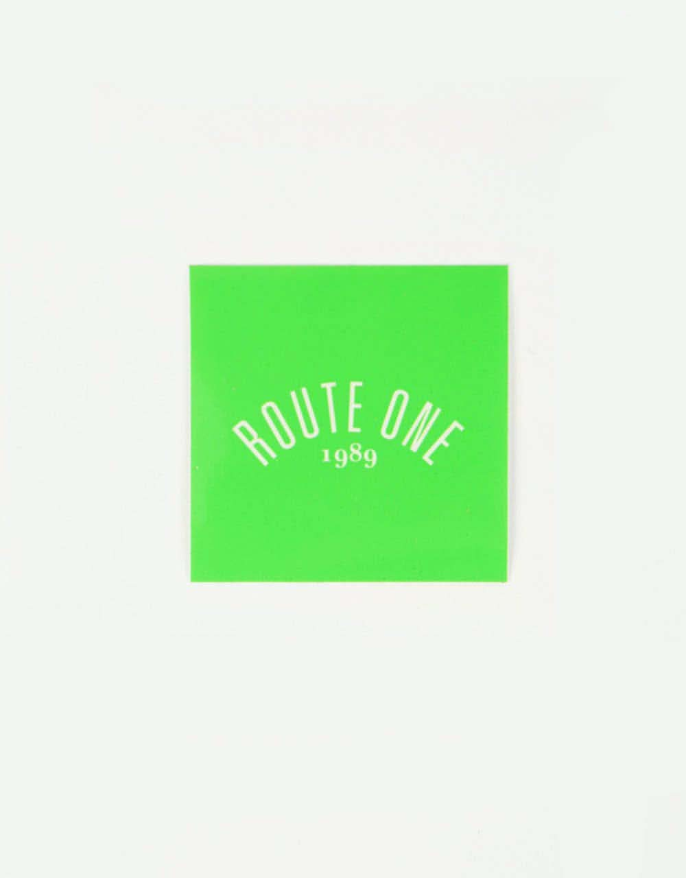 Route One Square Arch Logo Small Sticker - Olive/White