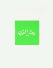 Route One Square Arch Logo Small Sticker - Olive/White