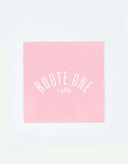 Route One Square Arch Logo Large Sticker - Pink/White