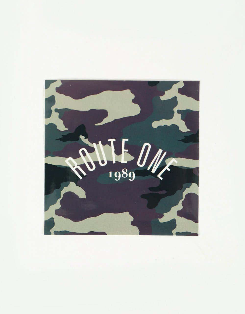 Route One Square Arch Logo Large Sticker - Camo