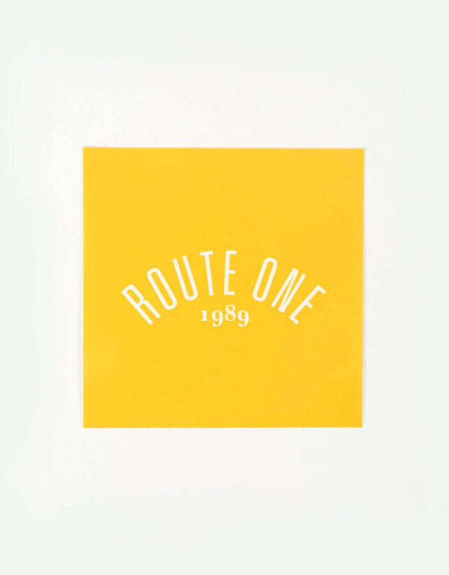 Route One Square Arch Logo Large Sticker - Orange/White