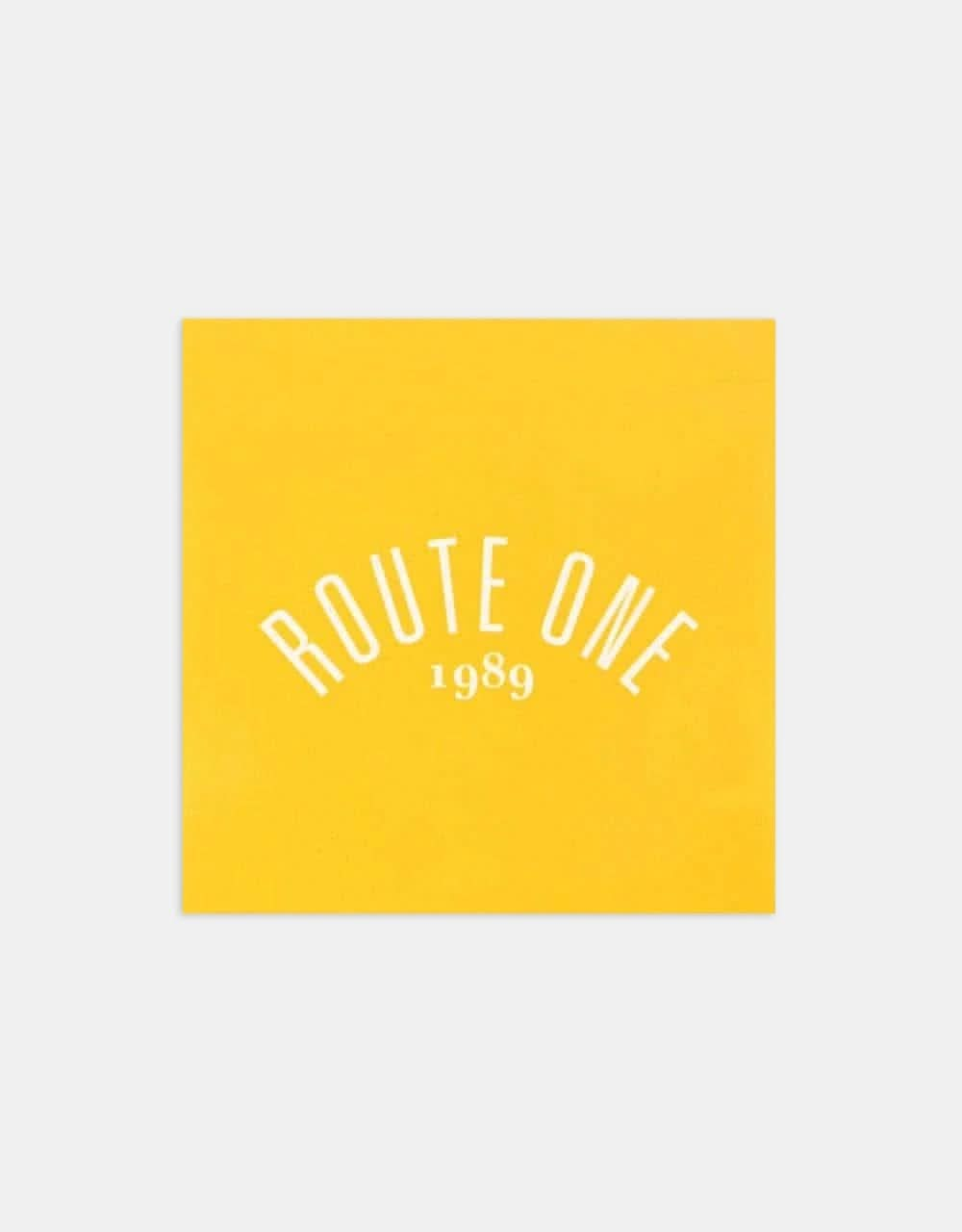 Route One Square Arch Logo Large Sticker - Orange/White