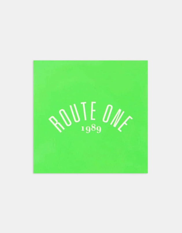 Route One Square Arch Logo Large Sticker - Olive/White