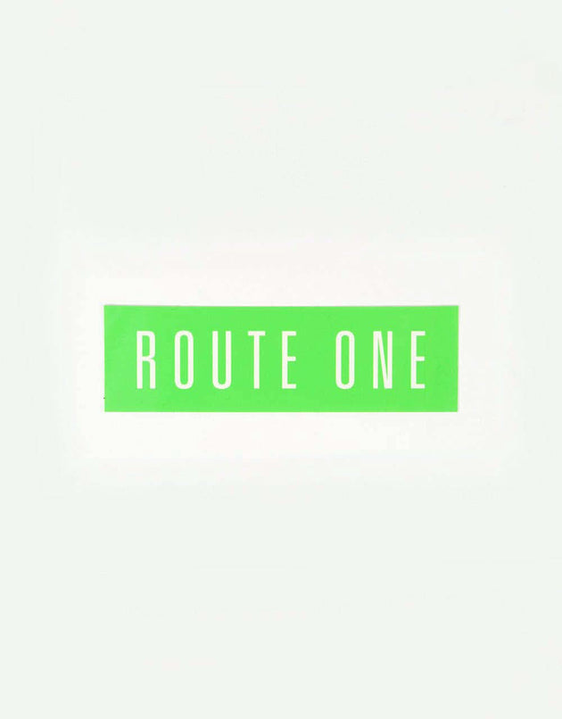 Route One Straight Logo Small Sticker - Olive/White