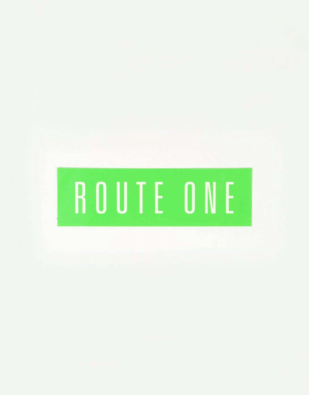 Route One Straight Logo Small Sticker - Olive/White