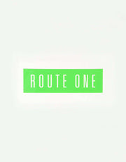 Route One Straight Logo Small Sticker - Olive/White