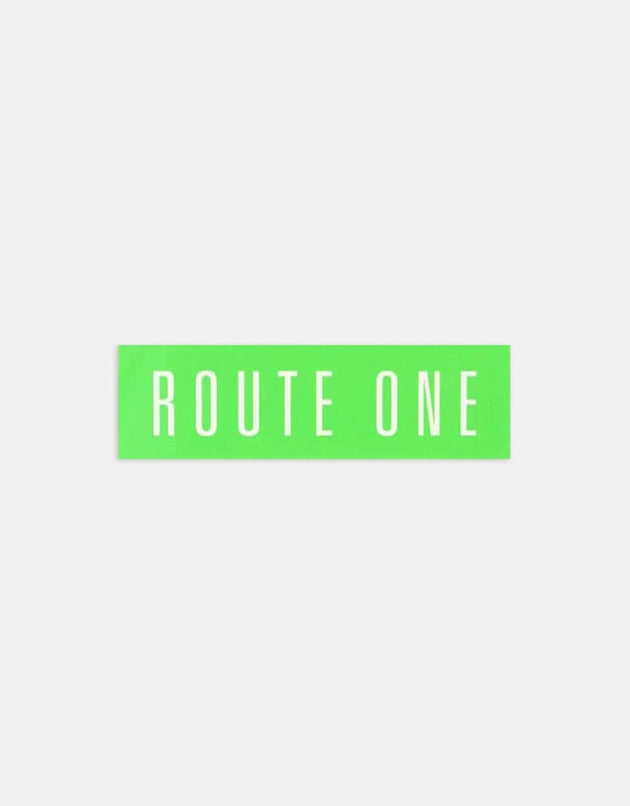 Route One Straight Logo Small Sticker - Olive/White