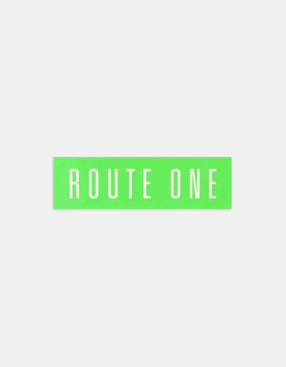 Route One Straight Logo Small Sticker - Olive/White