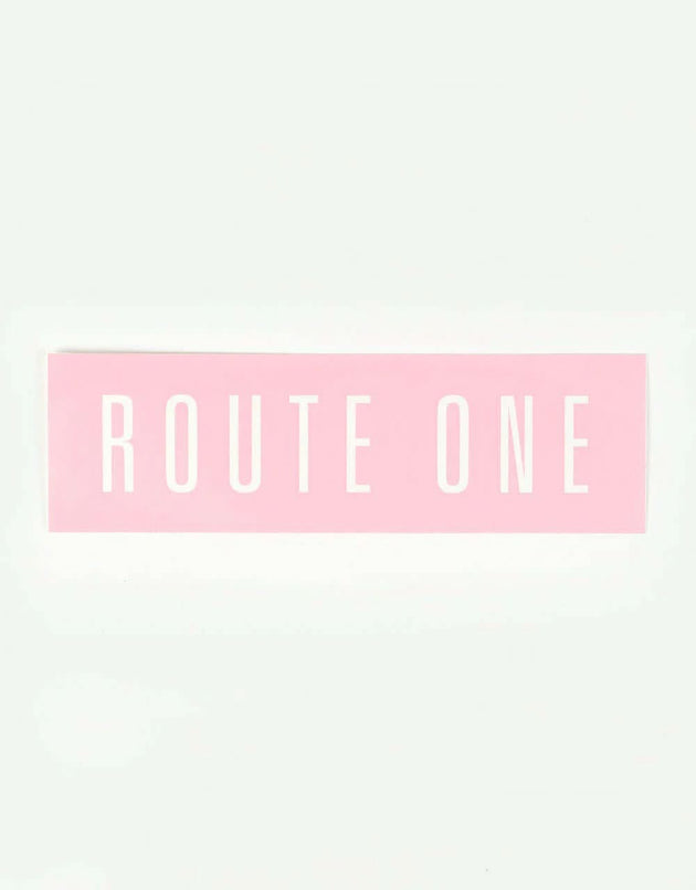 Route One Straight Logo Large Sticker - Pink/White