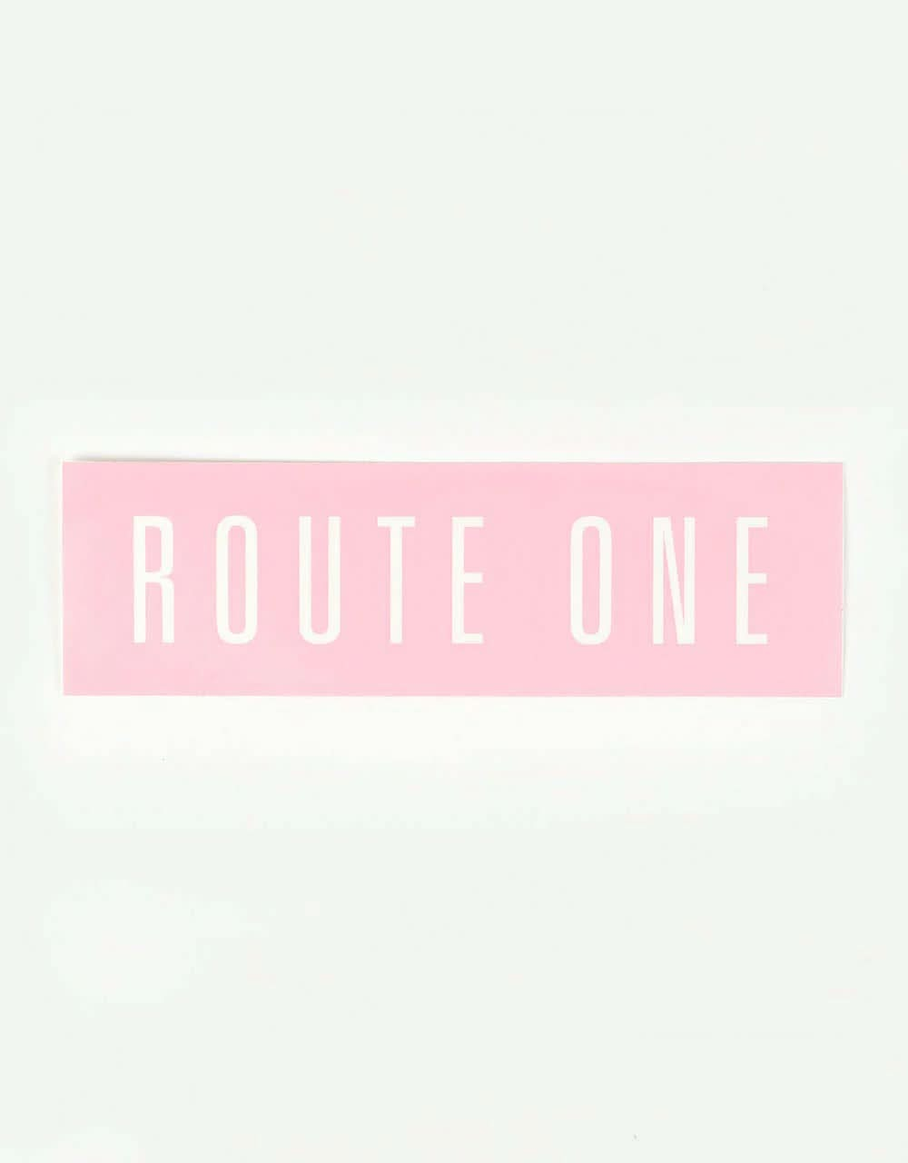 Route One Straight Logo Large Sticker - Pink/White