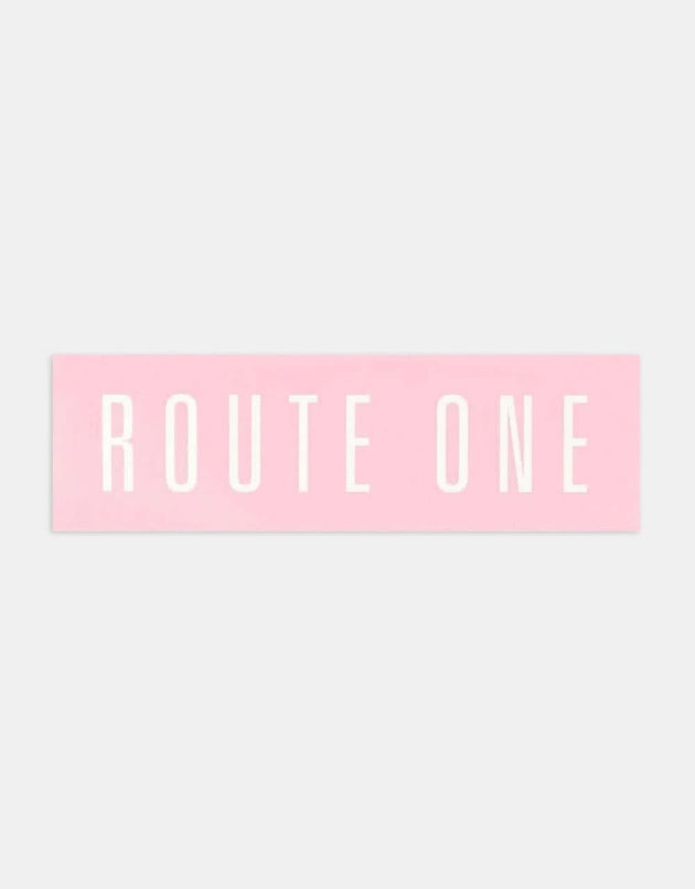 Route One Straight Logo Large Sticker - Pink/White