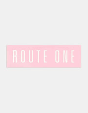 Route One Straight Logo Large Sticker - Pink/White