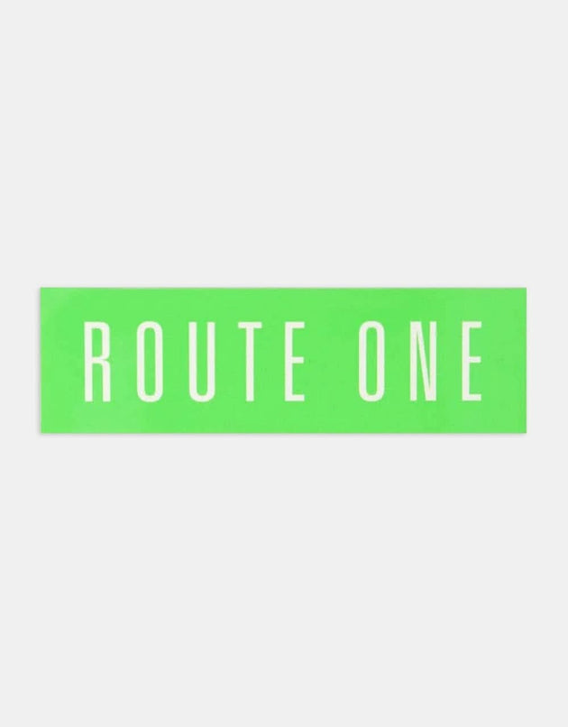 Route One Straight Logo Large Sticker - Olive/White