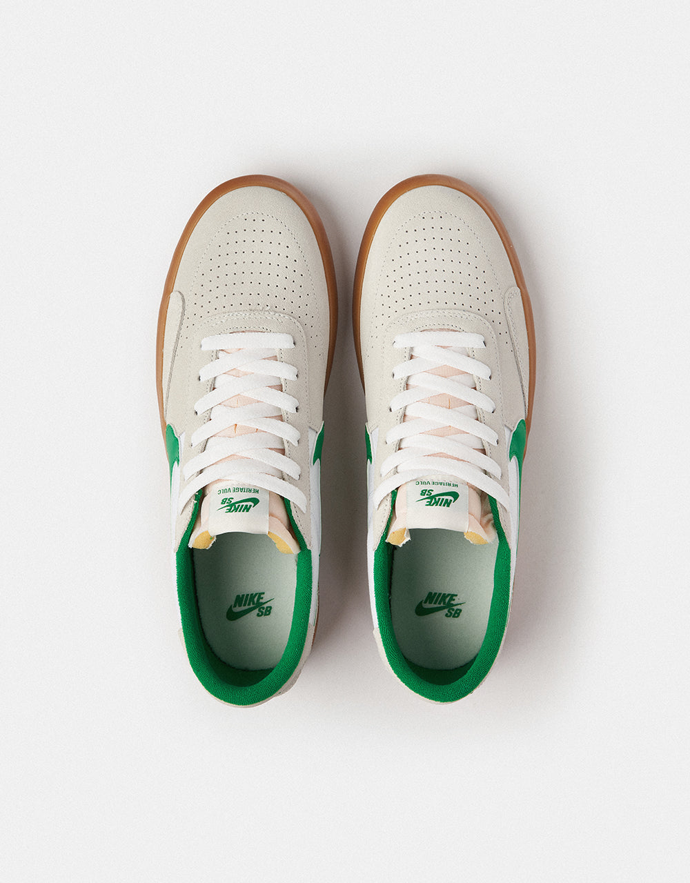 Nike SB Heritage Vulc Skate Shoes - Summit White/Lucky Green-White