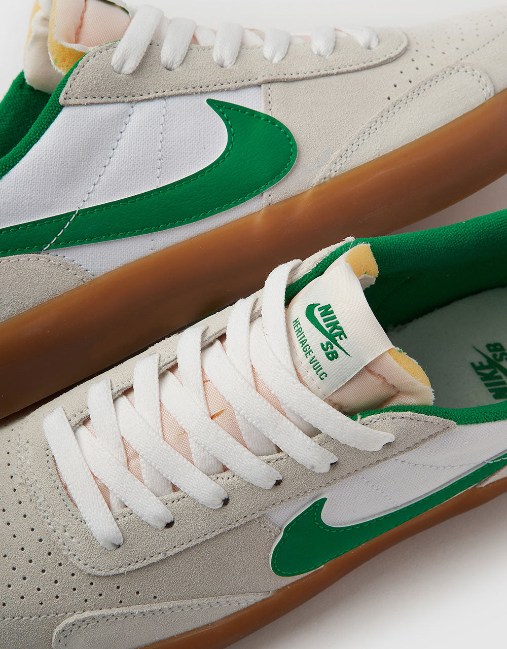 Nike SB Heritage Vulc Skate Shoes - Summit White/Lucky Green-White