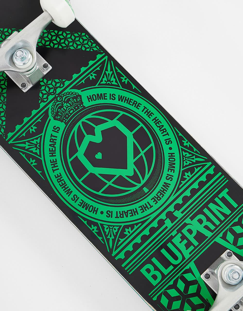 Blueprint Home Heart Black/Green Complete Skateboard - 8"