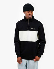 Route One Blocked 1/4 Zip Sweat - Black/Natural