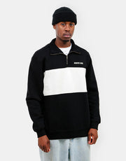 Route One Blocked 1/4 Zip Sweat - Black/Natural