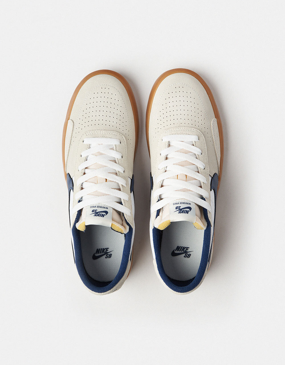 Nike SB Heritage Vulc Skate Shoes - Summit White/Navy-White-Gum Light Brown