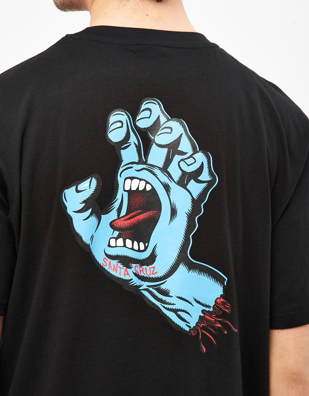 Santa Cruz Screaming Hand Brust-T-Shirt – Schwarz